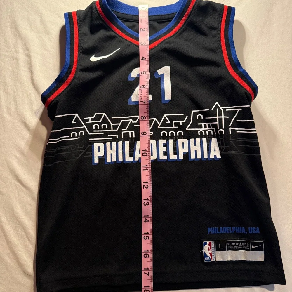 Nike Philadelphia 76ers Joel Embiid 21 City Edition Jersey Youth Large Black